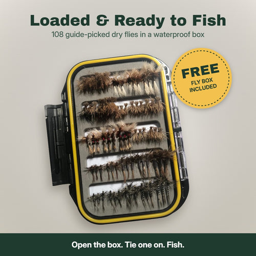 Fly kit loaded in a waterproof fly box
